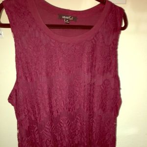 Maroon Burgundy Lace Top Cotton
